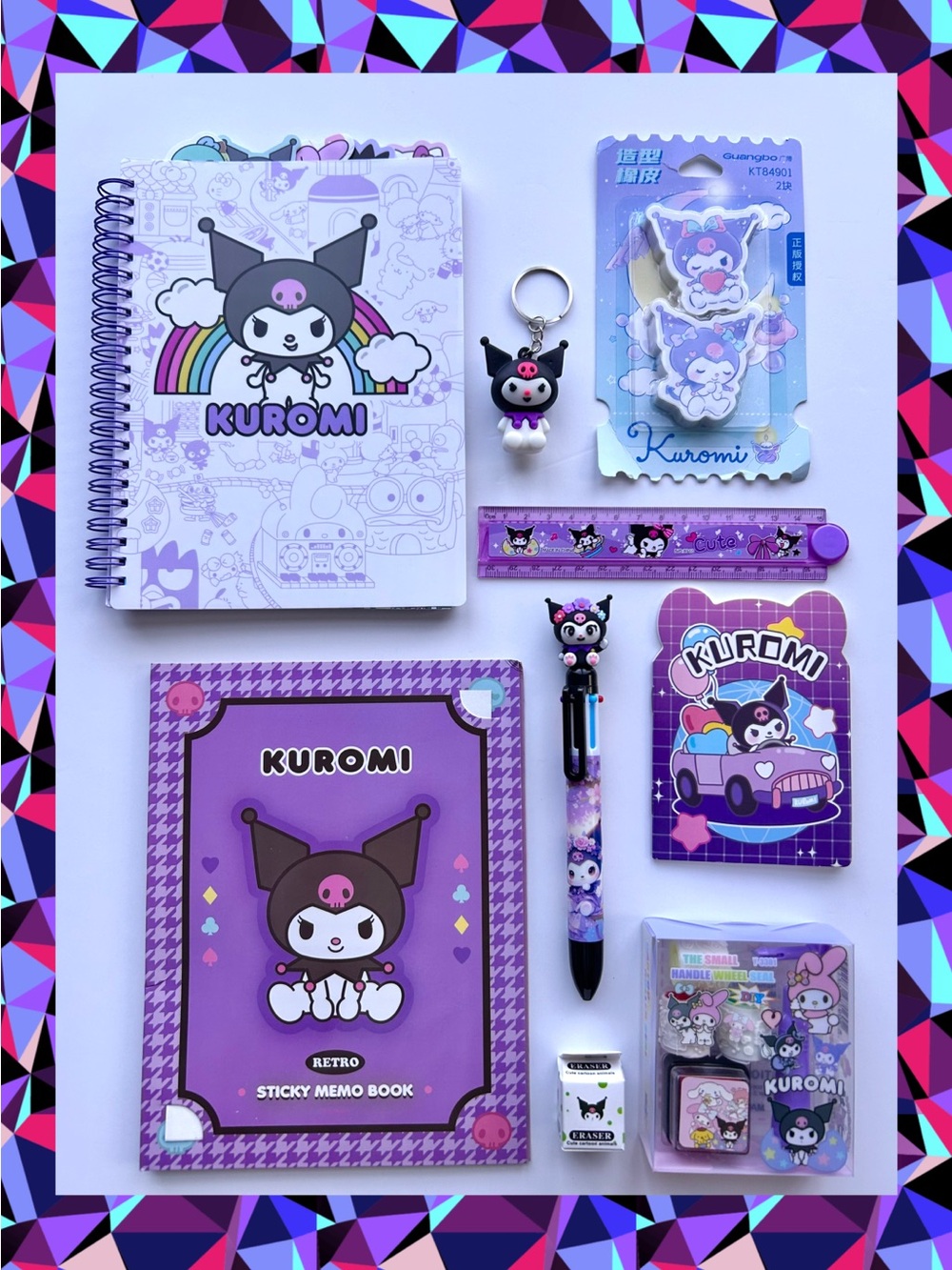 💜(KUR345) Kuromi Adorable 9-Piece Stationery Bundle!